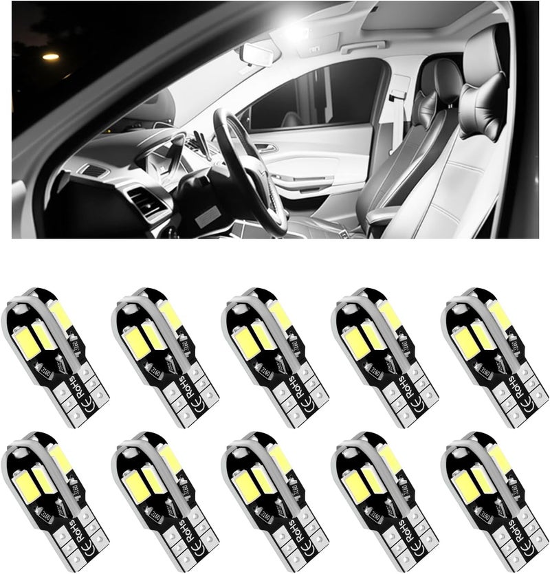 VKQTS 10PCS Interior Car Lights,12V T10 LED Bulb Car Interior Light with High Bright White,Universal Cars LED Lights as License Plate/Reading/Map/Dome Light Cars Accessories - Image 1